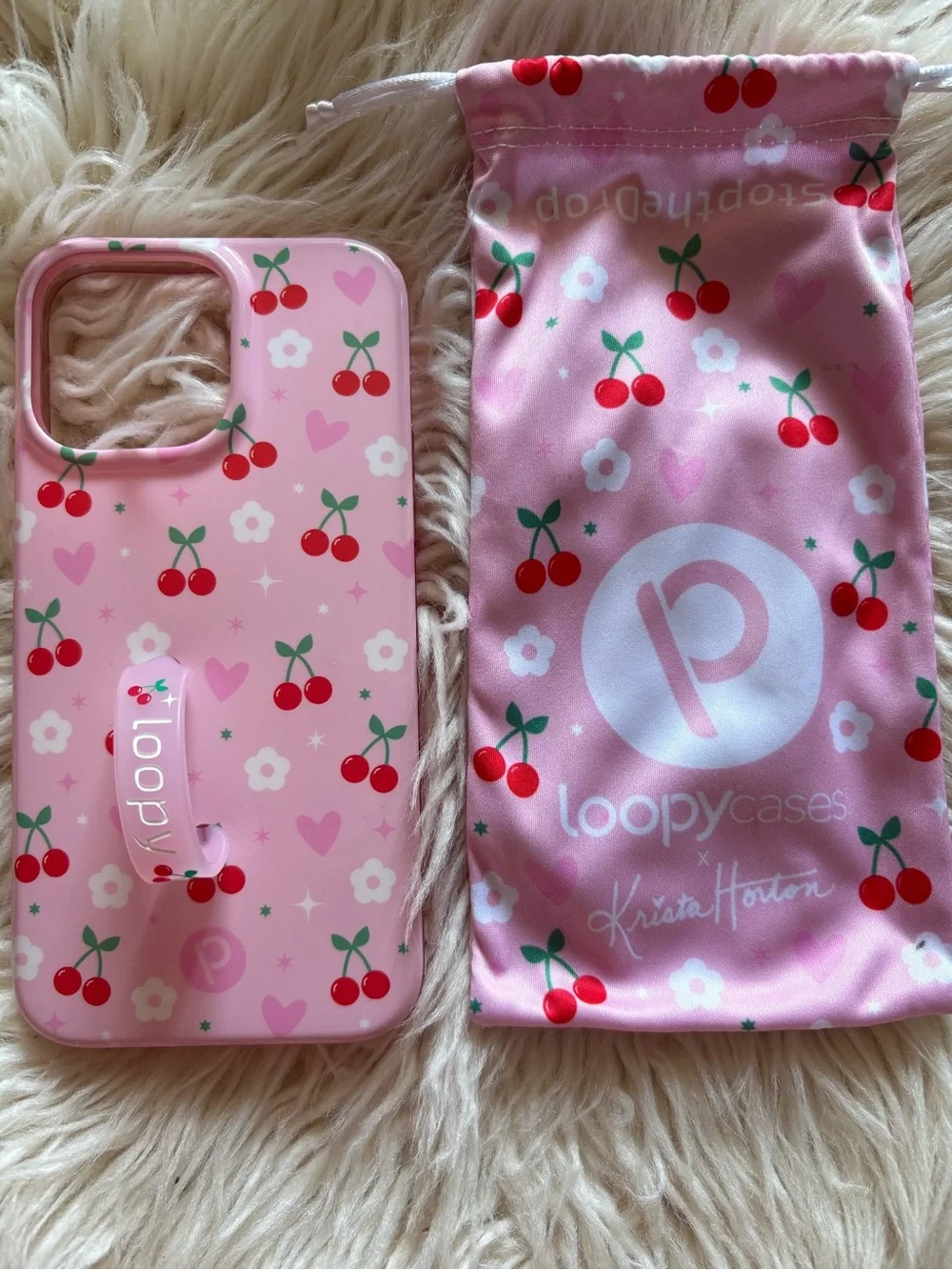 Loopy Case Cherry Cute X Krista Horton Collab Cherries & Bows iPhone 14 Pro Max